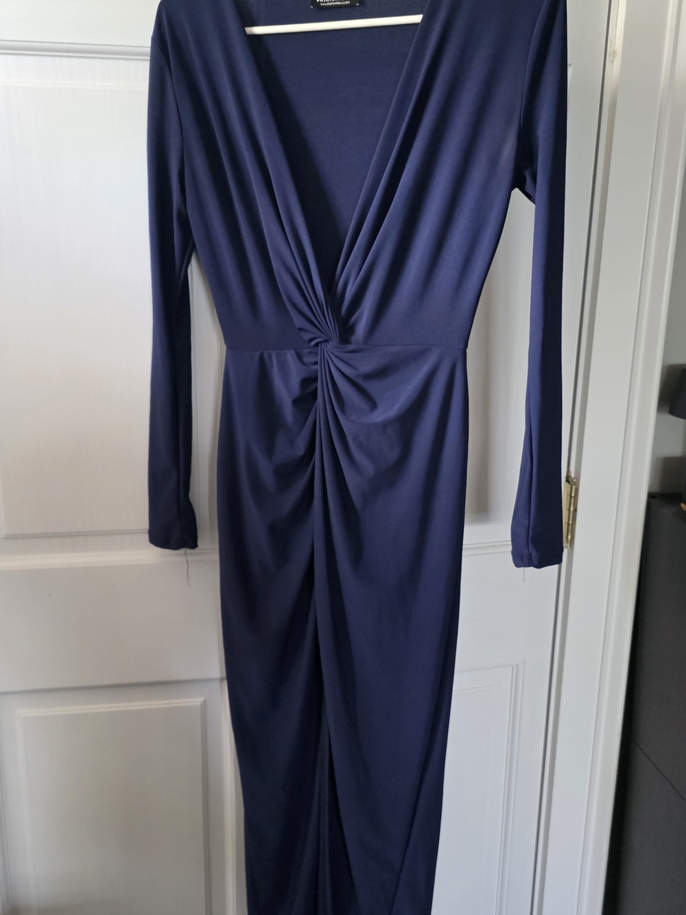 Long Sleeve Navy Twist-Front Women's Jumpsuit